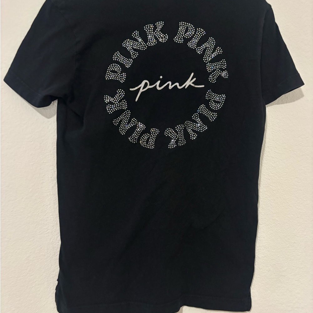 PINK Victoria's Secret Black Tee with Graphic Design
